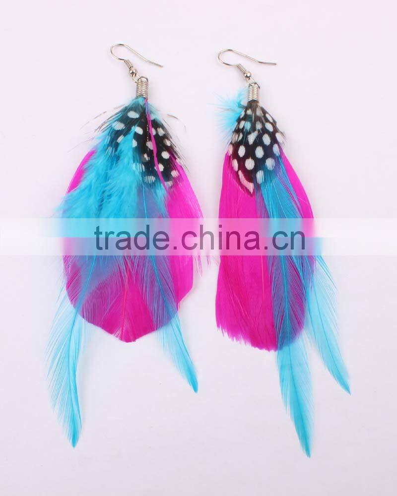 Purple Natural Feather Earrings In Stock New Design Feather Earring