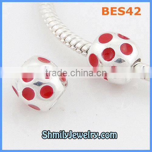 Wholesale Red Dot Silver Screw Core Fashion Enamel Charms BES42