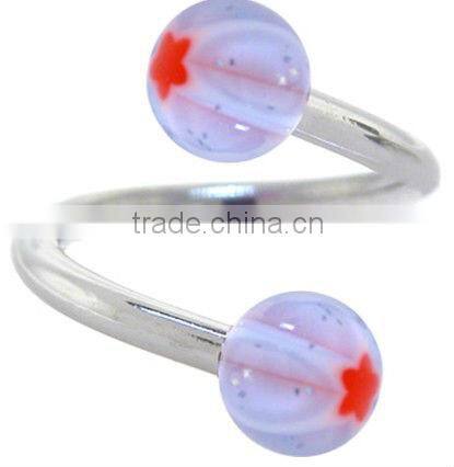 Psychedelich Sky Blue STAR Acrylic Spiral Twister Belly Ring &body jewelry navel ring&SBR rings