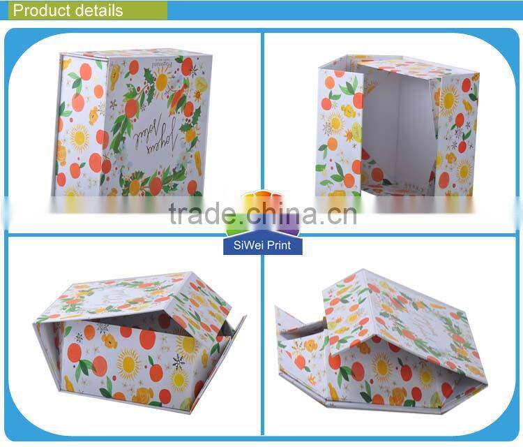 top popular logo printing Customized recylable Printing folding box in packaging box with ribbon ,magnetic closure
