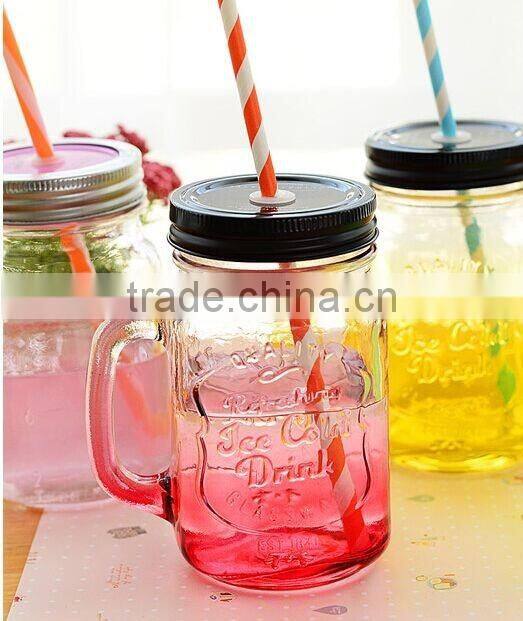 Colored 400ml Bulk Glass Mason Jars Drinking Glass For Wedding