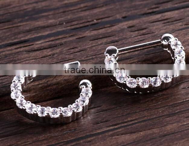 Septum Clicker Nose Rings CZ Gem Ear Piercing Cuff Diath Cartilage