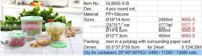 4pcs snack airtight food storage container set GL9055-S-B