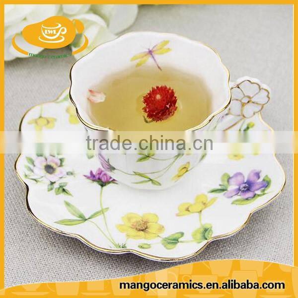 Wholesale bone china ceramic tea cup and saucer set