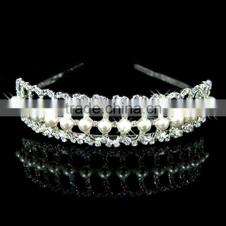 New designs rhinestone pearl tiaras birthday crown design