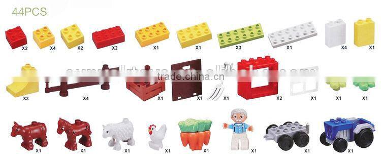 High Quality Blocks ! 44PCS Happy Farm Plastic Educational Building Bricks Blocks Toys