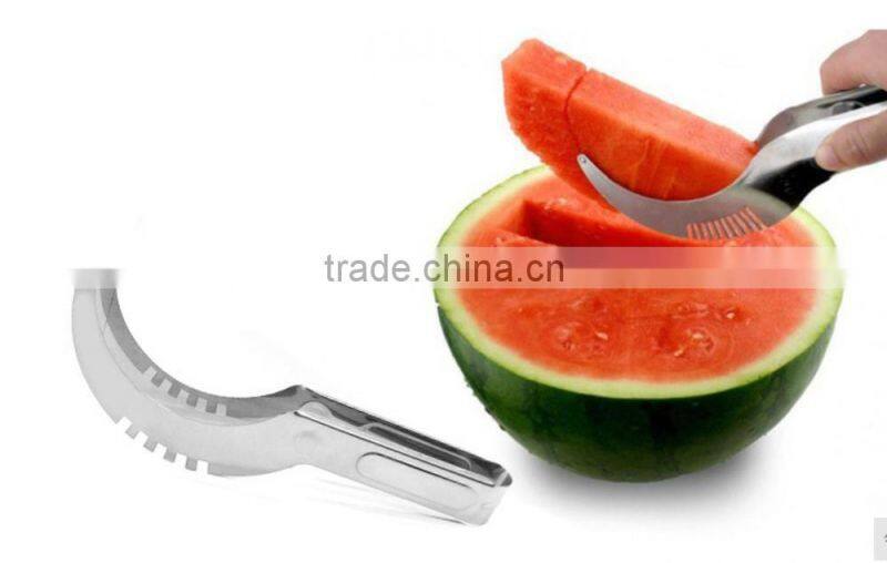 Amazon Hot selling Stainless Steel Watermelon slicewatermelon slicer corer cutter tong&server Stainless Steel Watermelon Slicer