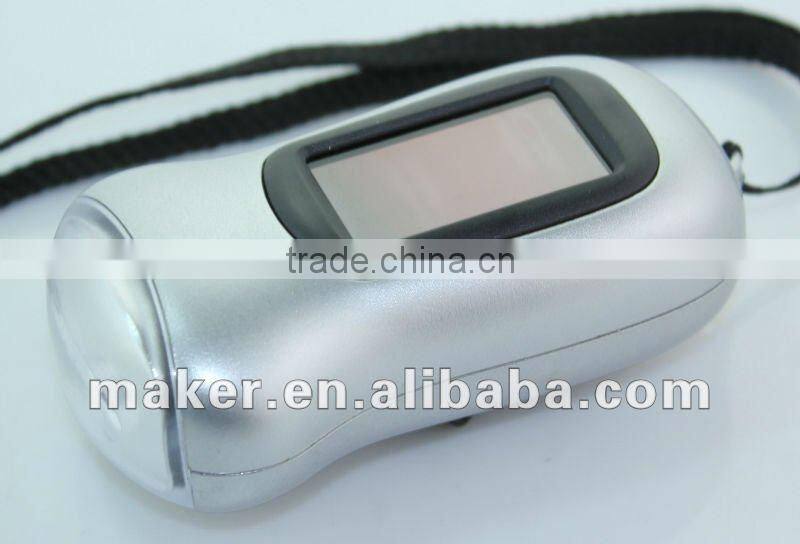 3 LED Cranking Dynamo, solar powered Plastic Flashlight