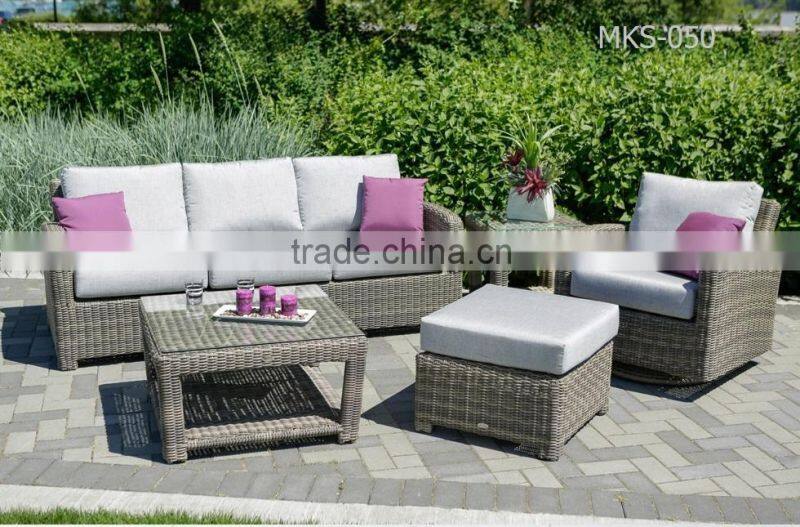 Poly Rattan garden sofa set Furniture (1.2mm alu frame powder coated,10cm thickness cushion, waterproof fabric)