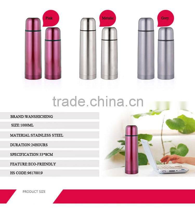 best selling 1000ML double wall 18 8 stainless steel vacuum flask made in china