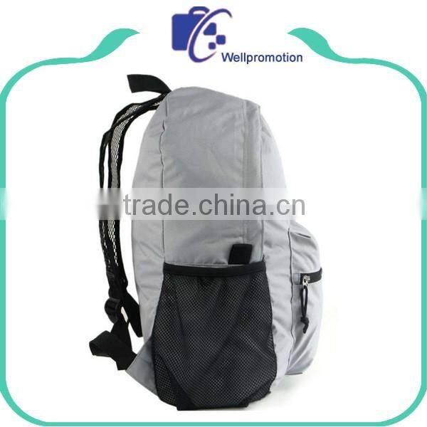 Promotional customized folding backpack / outdoor backpack with mesh pocket