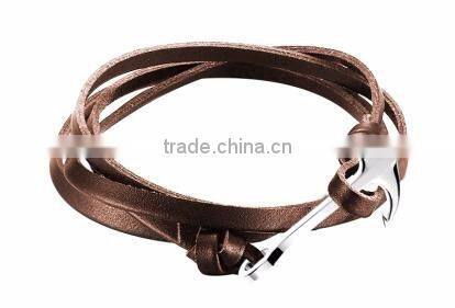 Genuine blue leather Bracelet Adjustable Anchor hook Accessory bracelet