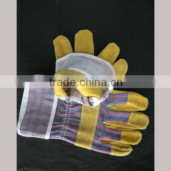 Pig split leather full palm rubberized cuff leather safety glove-3590