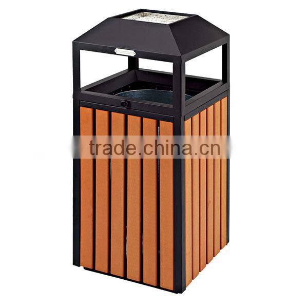 Free standing gardening ashtray garbage bin,wood outdoor trash bin,dustbin in park