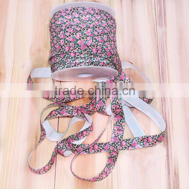 Hot sell high quality printed hair elastic ties ,floral elastic hair tie , FOE elastic hair bands in stock