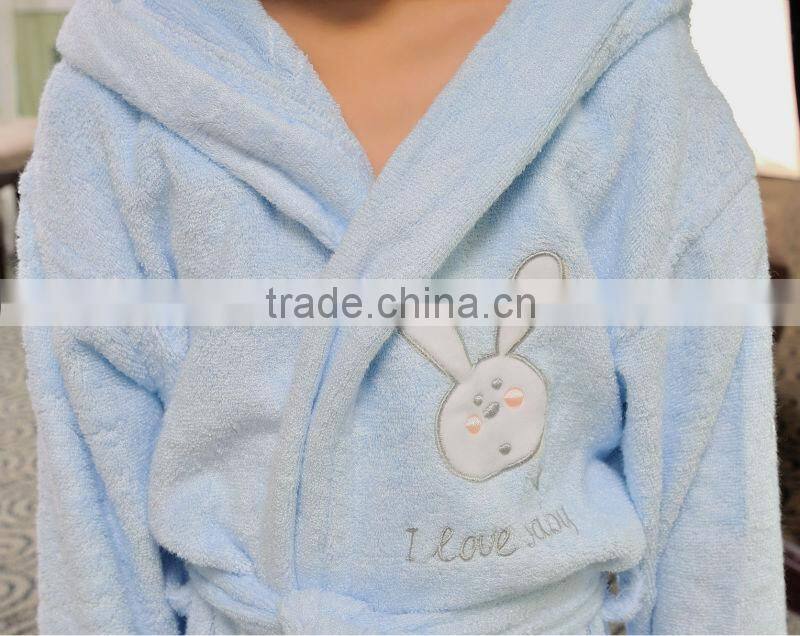 Fashion bamboo fiber terry boys bathrobes with applique