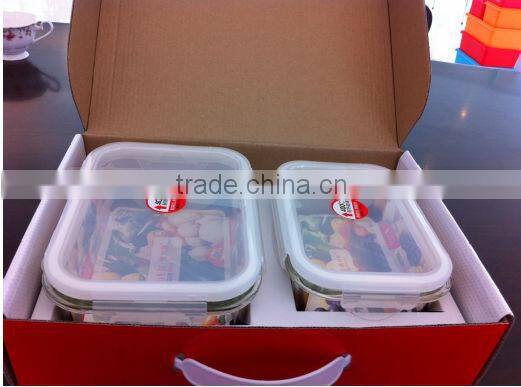 1000ML Rectangular resealable high borosilicate glass lunch box for 2016