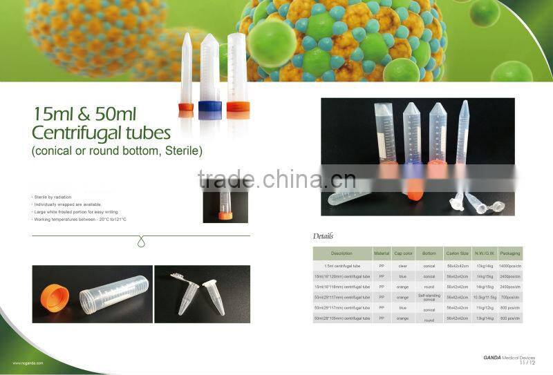 screw cap disposable 15ml centrifuge tube