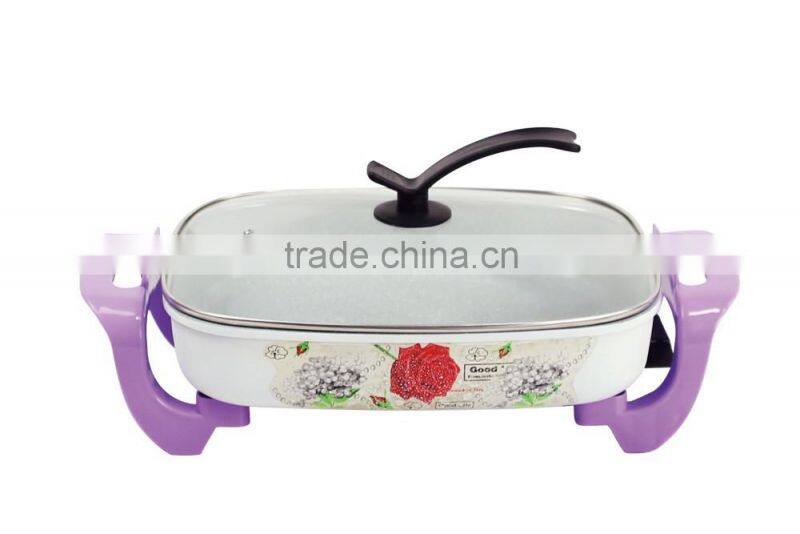 Non-stick aluminium ceremic square electric skillet