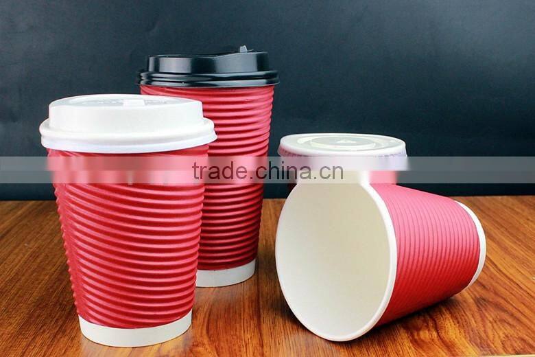 Custom disposable logo print colorful Christmas coffee ripple wall paper cups for coffee/tea/milk