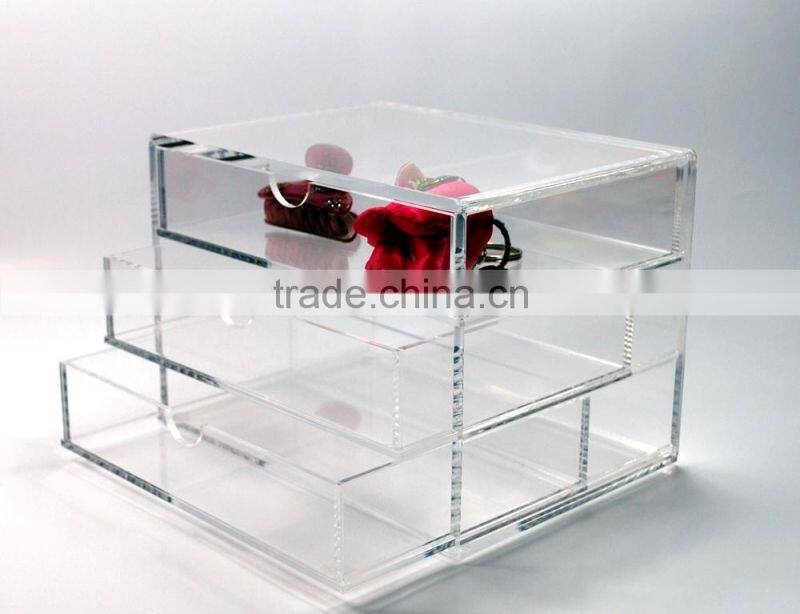 High grade plexi cosmetic organizer acrylic makeup organizer with drawers