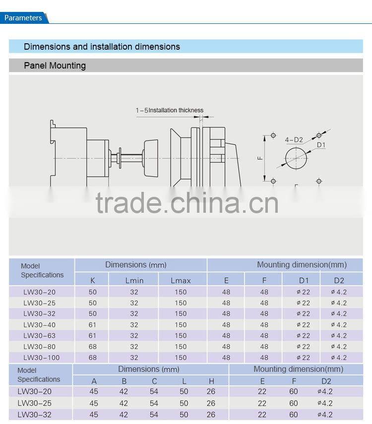 5 positions Rotary Switch LW30-100