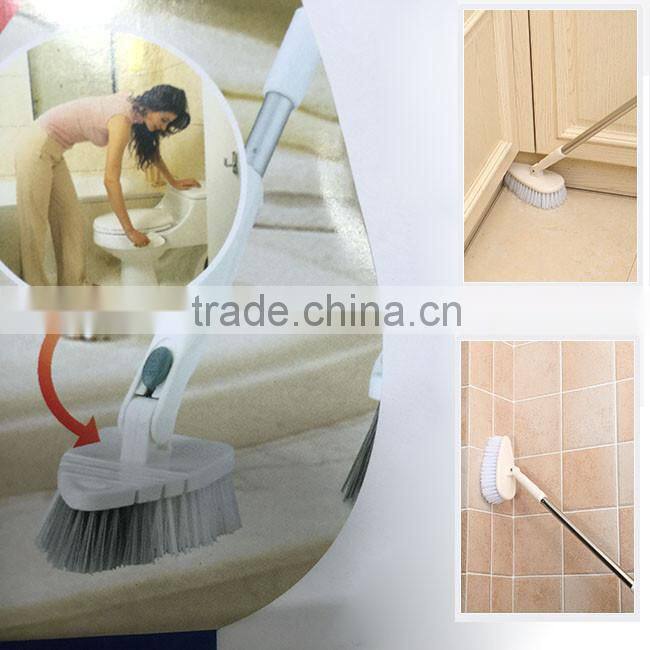 Multifunction Soft bristle plastic floor bathroom cleaning brush with telescopic handle
