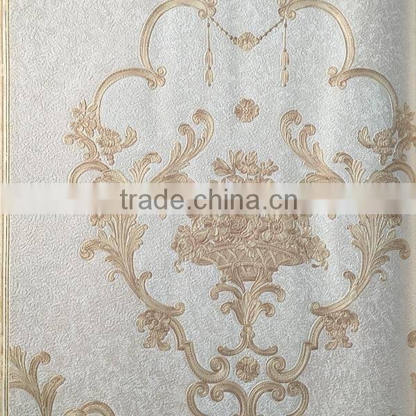 golden pattern deep embossed vinyl wallpaper