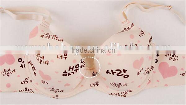 Women One-piece Suits finish Solid push up bra V style cute Sheer bra