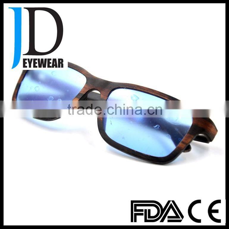 2016 ice blue mirror lenses sunglasses square fashion wooden sunglasses polarized