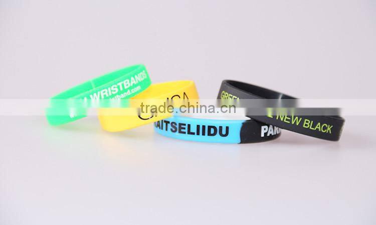 2016 logo printed silicon bracelet bulk cheap custom silicon wristband