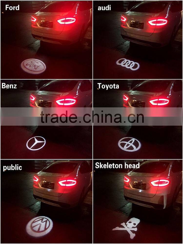 Red Car Led Laser Fog Light Rear Anti-Collision Brake Tail lights Warning Lamp logo brake light