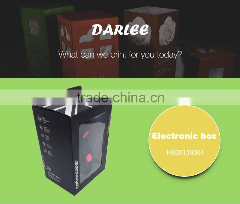 GuangDong top quality embossing foldable handmade coated paper earphone package with clear window