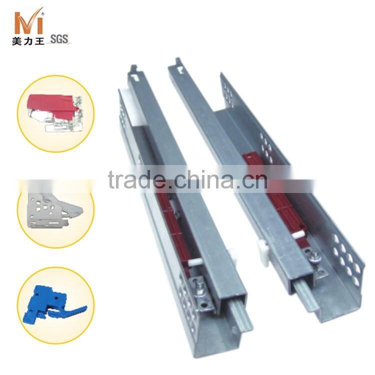Furniture Drawer Hardware 2 Fold Undermount Push to Open Drawer Slides