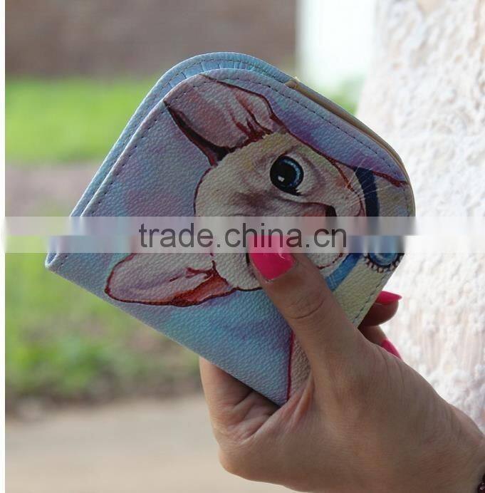 2016 3D Animal Wallet Holders Zipper PU Leather Money Wallet Short Small Wallet Purse (XJWP1625)