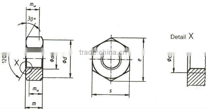 Steel hexagon nuts with large width across flats for high-strength structural bolting