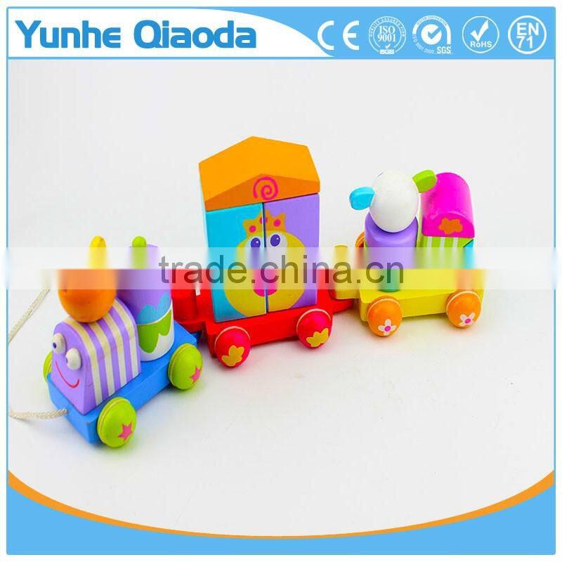 colorful Wood stocking Train Toys animal shape Blocks Education Gift