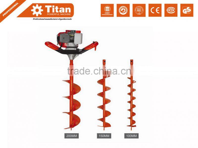 Titan petrol earth auger, hand earth auger, 100mm&150mm&200mm drills, CE,MD,real EUIIcertificate