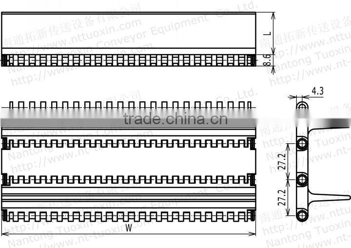 900 Plastic Modular Conveyor Belt with Cleats