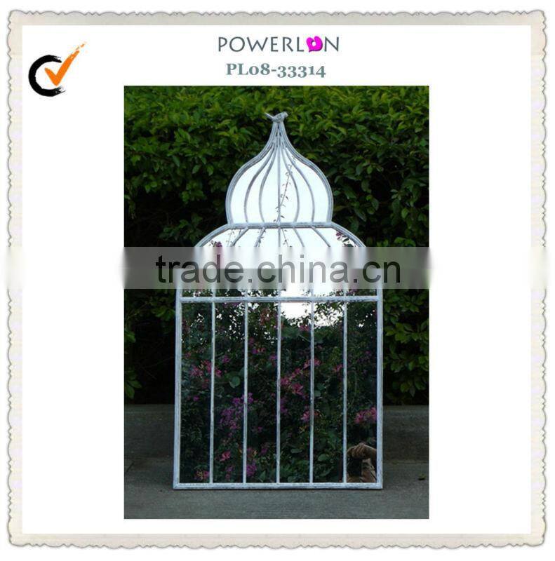 Antirust Antique Iron Frame Garden Round Wall Mirror