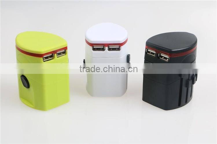 Hot selling dual USB universal adapter set with 100mA output travel adapter set with UK/EU/AU/US plug for mobile phone