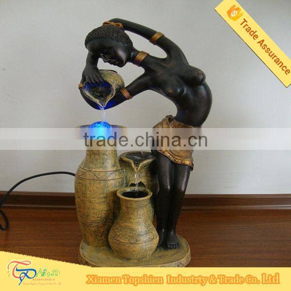 Garden and decorative LED woman water fountain
