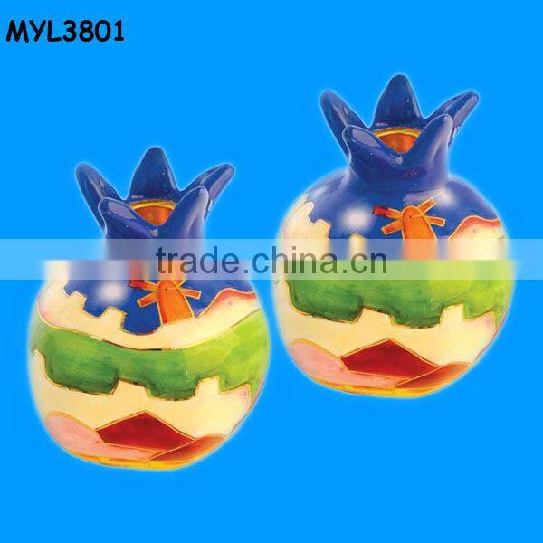 Jewish Shabbat ceramic tall candle stick set