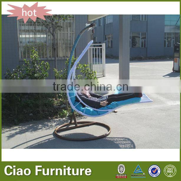Outdoor adult swing garden moon shape rattan hanging chair
