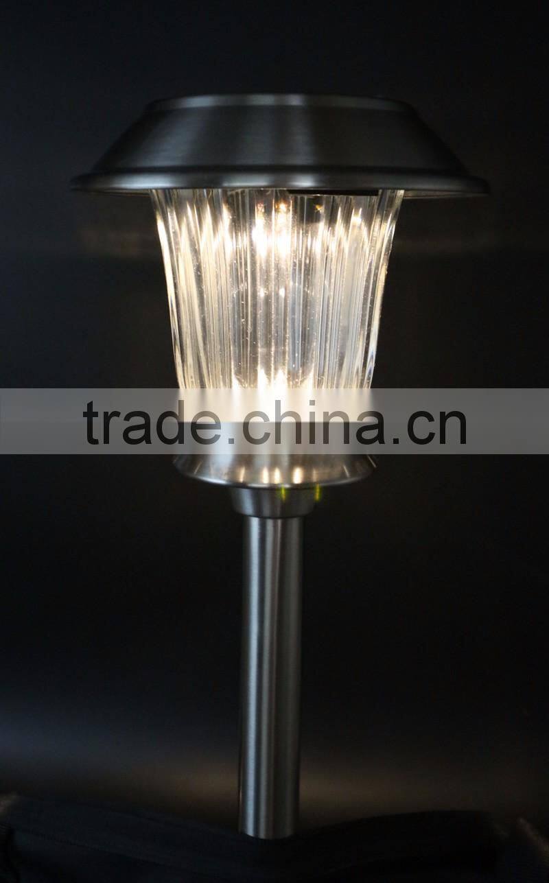 2pk Stainless Steel Solar Garden Lawn LED Path Light