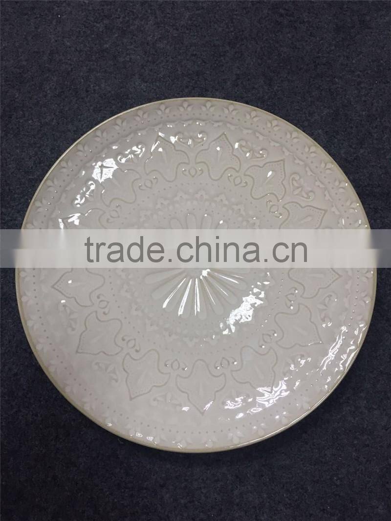 Wholesale embossment ceramic catering dinner plates
