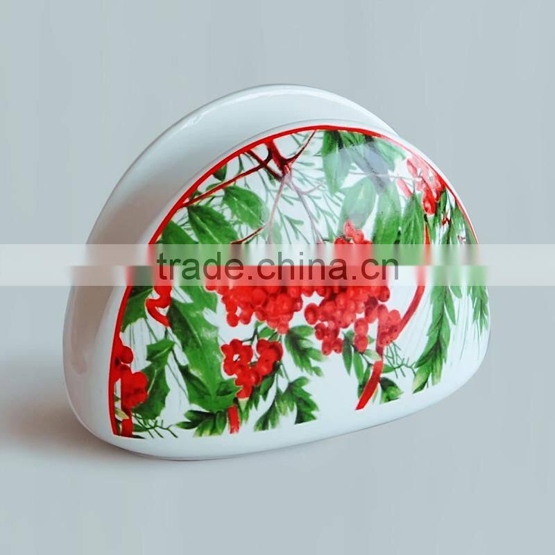 2017 promotional porcelain cheap napkin holder with decal printing