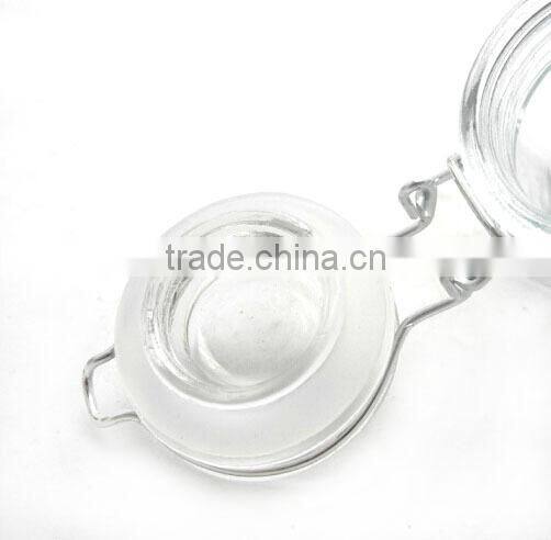 square clear airtight glass canning spice jar with folding top lid