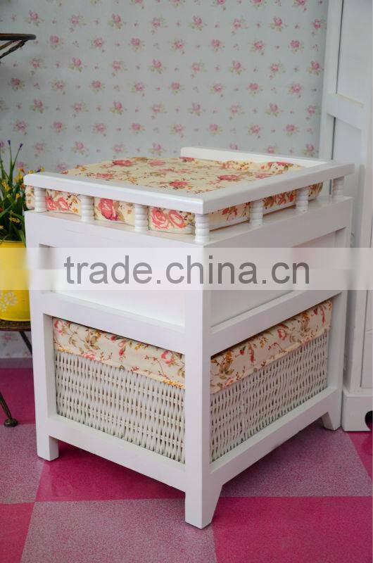 2015 popualr Wooden cabinet with wicker drawers