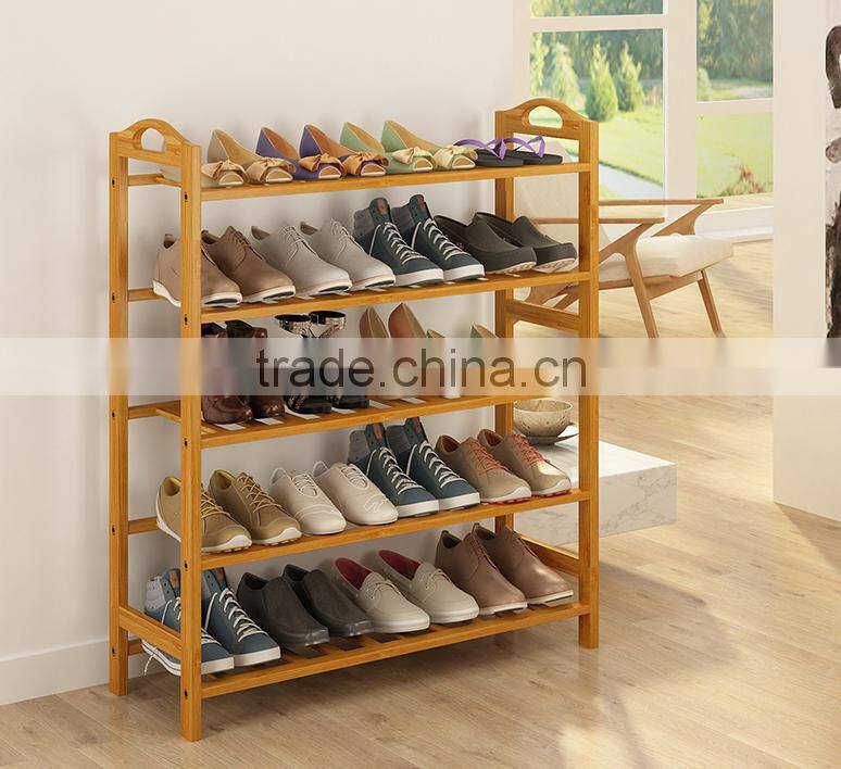 2017 new style bamboo shoe rack with handle